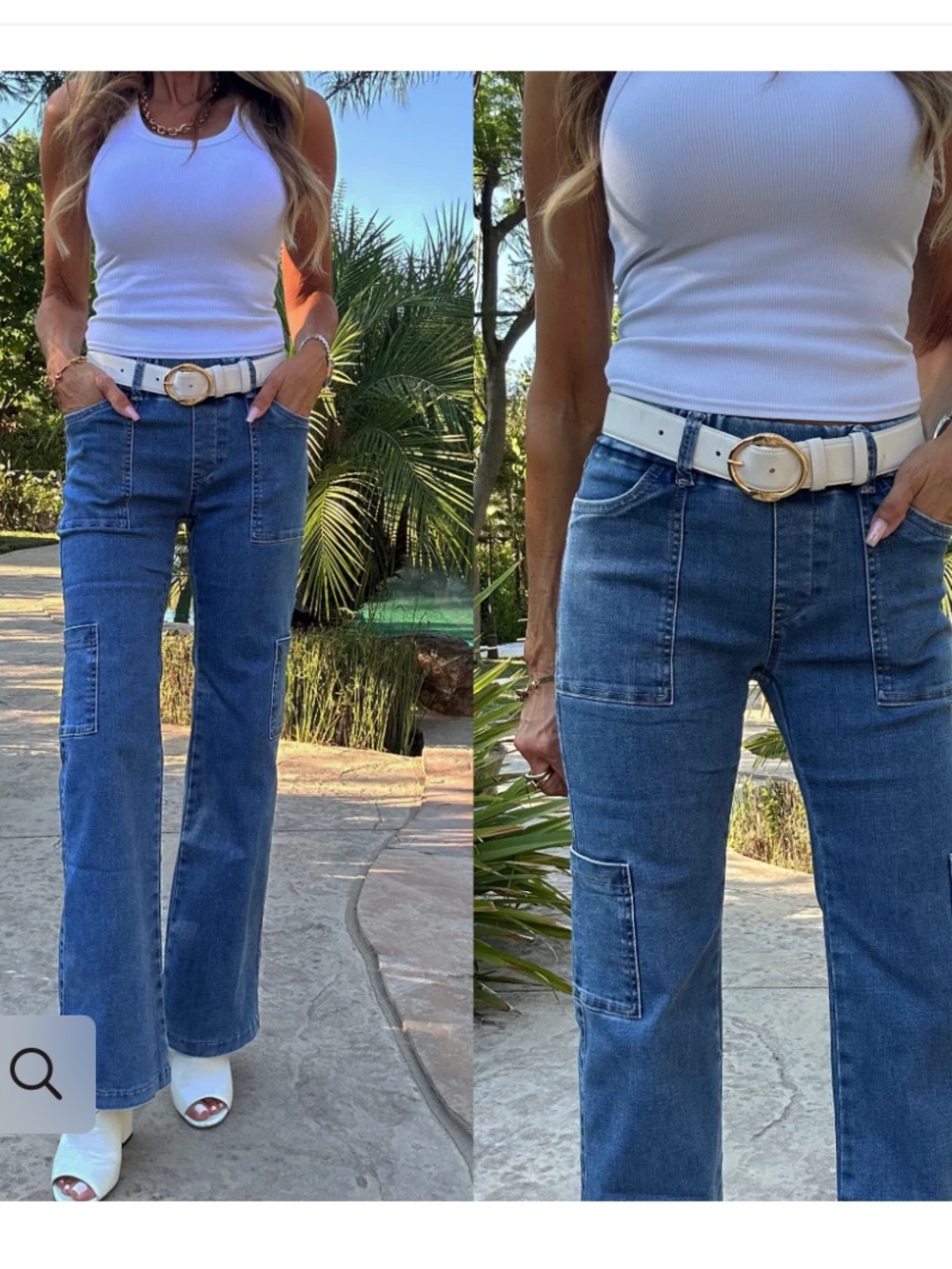 Bevy Flog Rose Cargo in Denim Size 24